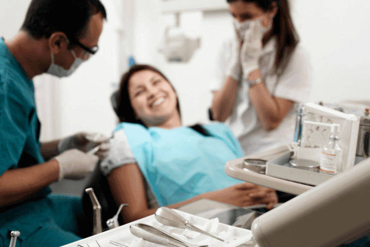 A patient preparing for dental implant surgery.