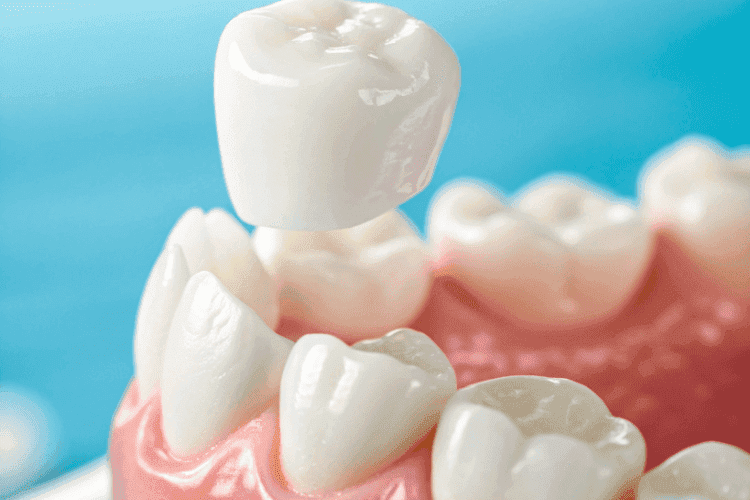 Dental crowns are caps or covers that are fitted over a large part of a tooth.